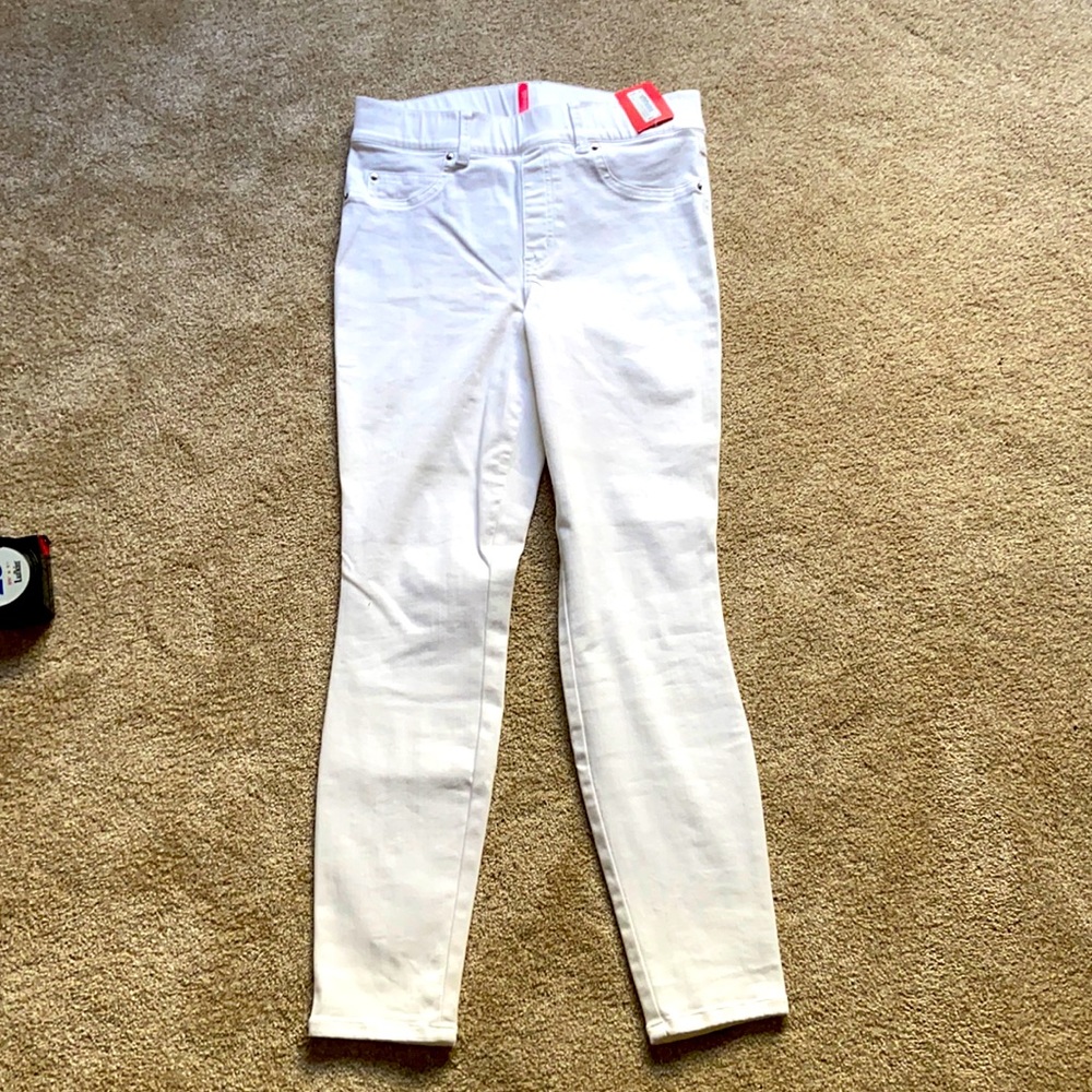 White Spanx jeans